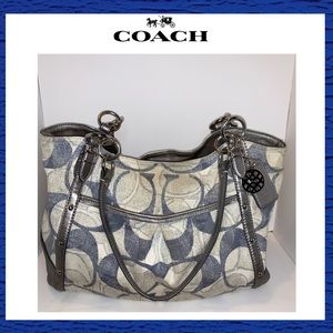 Coach Overprint Alexandria Chain Denim Sig Leather